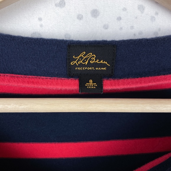 L.L. Bean Striped Mariner Dress 8 Nautical Boatneck - Picture 3 of 12